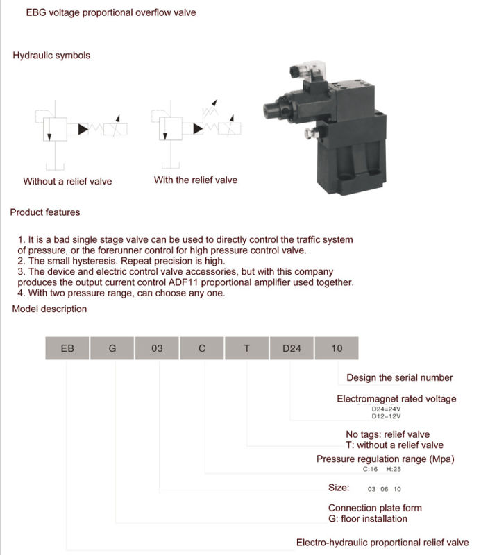 Ebg Series Proportional Pilot Operated Relief Valves (EBG-03H)