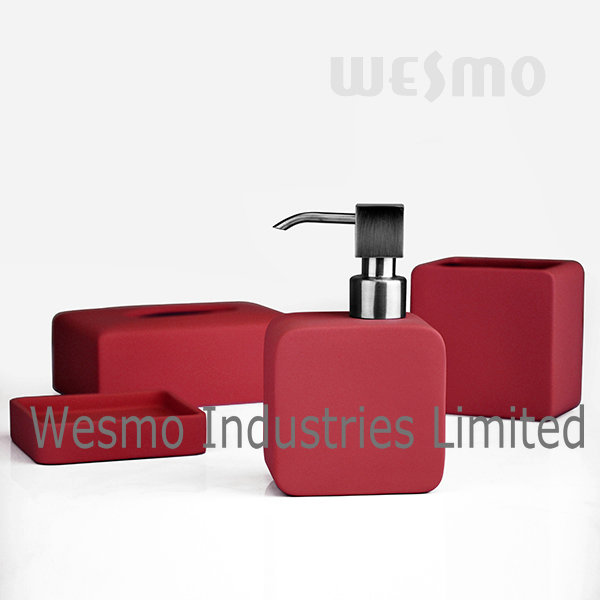 Red Rubber Oil Coated Porcelain Bathroom Set (WBC0809C)