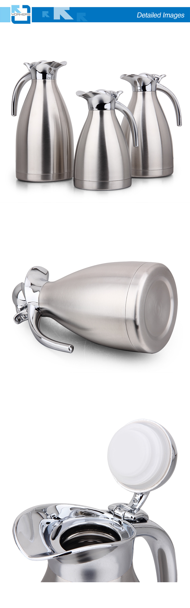 High Quality Stainless Steel Vacuum Coffee Pot & Kettle with Zinc Alloy Swivel Lid