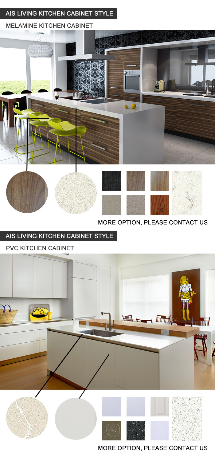 U-Shape Double Color Malemine Playwood Kitchen Cabinets Furniture (AIS-K754)