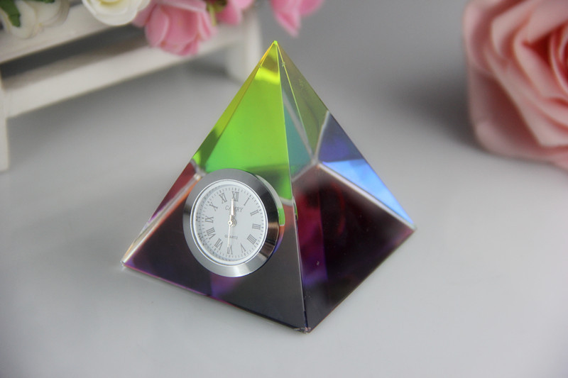 Crystal Clock/Watch Pyramid for Home Decoration Gift