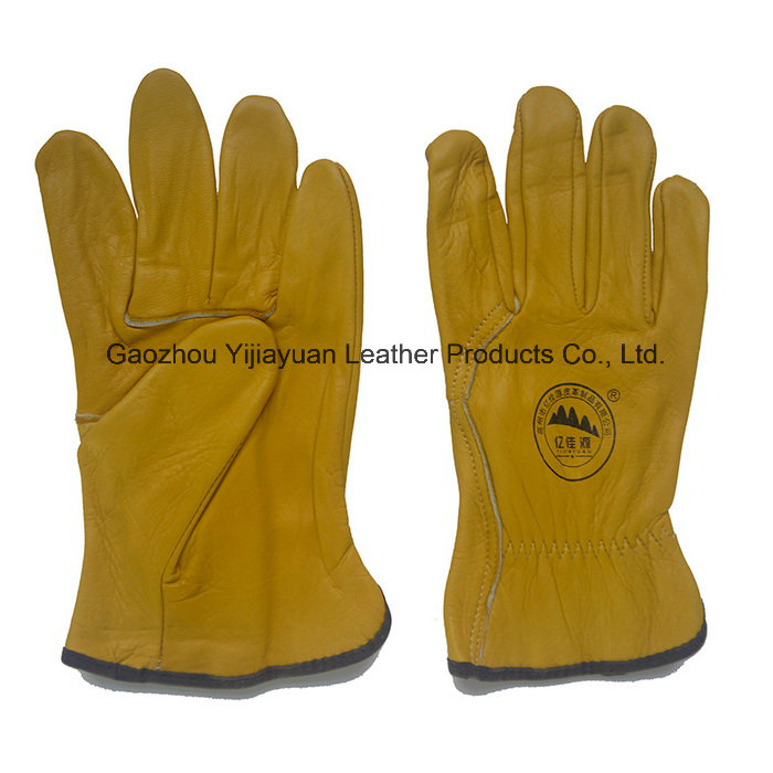 Gloden Color Leather Truckers Driving Gloves