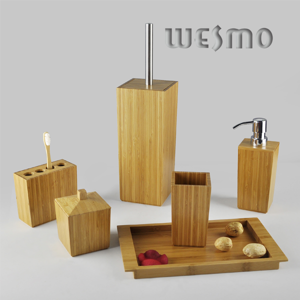 Bucolic and Archaic Carbonized Bamboo Bathroom Set