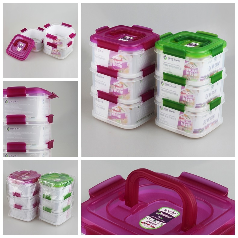 3 Compartment Airtight Food Grade Storage Container with Lid