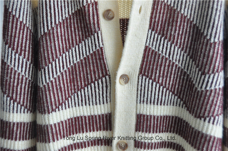 Winter Patterned Knitted Men Cardigan with Button