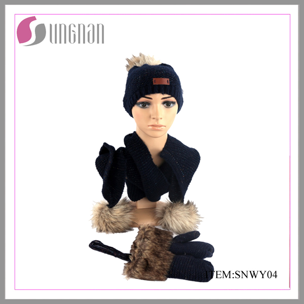 Yiwu Factory New Arrival Custom Knitted Hats and Scarf Funny Knitted Winter Sets