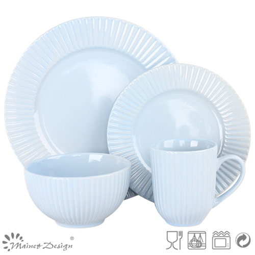 2016 Hot Selling Embossed Glazing Ceramic Dinner Set