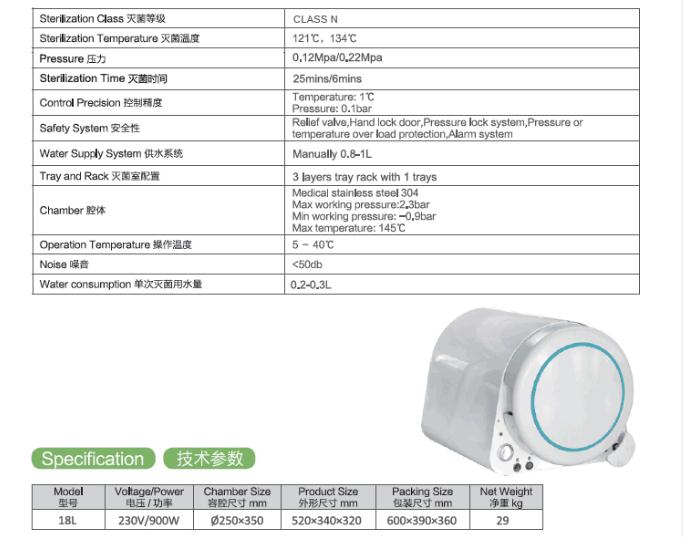 Dental Steam Sterilizer Class N