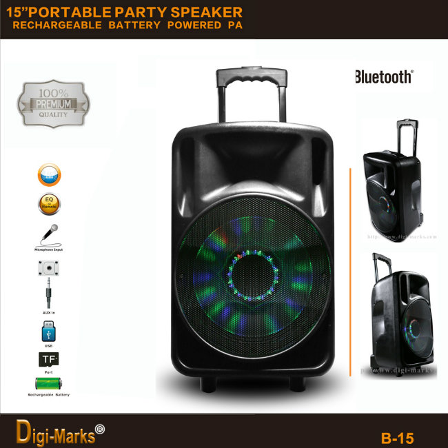 2600W Popular Bluetooth Wireless Active DJ Portable Rechargeable Battery Speaker