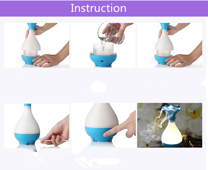 Unique Vase Humidifier LED Mini Ultrasonic Aroma Diffuser