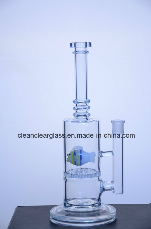 Wholesale Borosilicate Glass Water Pipe Smoking Pipe with Fish-Shaped Perc