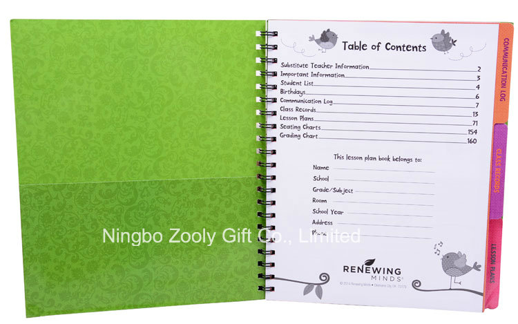 Wholesale Custom Printing Lesson Plan & Record Book / Child Lesson Planner Notebooks with Index Dividers