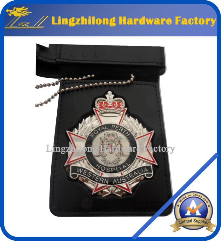 Metal Material and Badge & Emblem Leather Badge Wallet