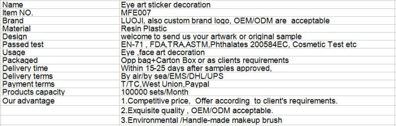 Hot Sale Fashion Face Art Beauty Equipment Eye Art Eye Removable Stickers