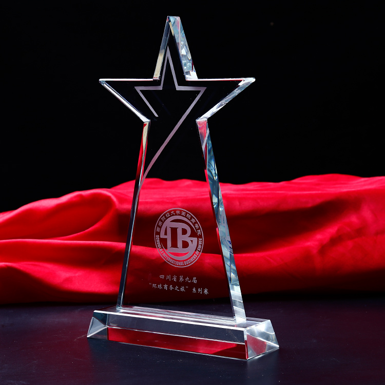 Crystal Triangle Shape Award Stand Custom Made Crystal Trophy