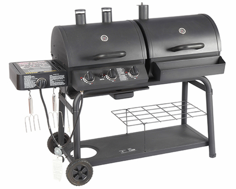 Multi-Function 2 in 1 Gas Charcoal BBQ Smoker with Ce CSA