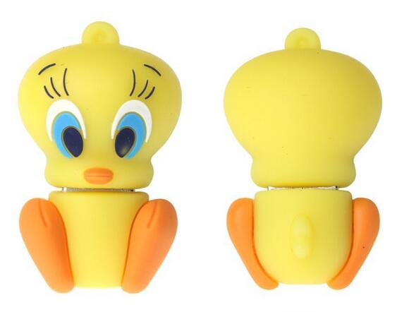 Cute Yellow Duck USB Flash Drive Customized 3D Pen Drive 1GB, 2GB, 4GB, 8GB, 16GB, 32GB