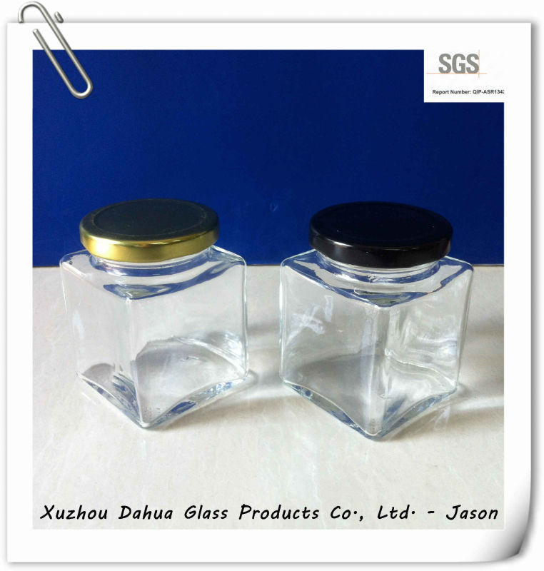 200ml Square Glass Jar with Tin Lid