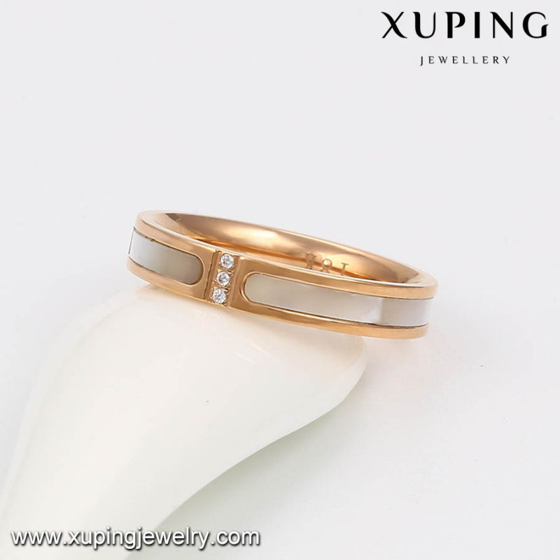 Fashion CZ Glass 18k Gold-Plated Women Imitation Stainless Steel Jewelry Finger Ring -13781