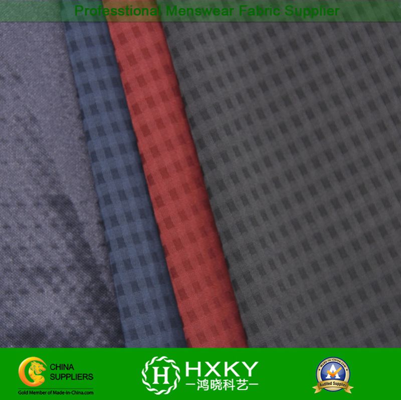 Weft Spandex Polyester Fabric with Plaids Dobby for Fashion Jacket