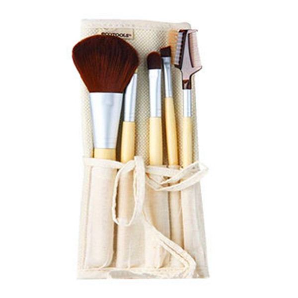 5PCS Bamboo Handle Synthetical Eyebrow Brush Disposable