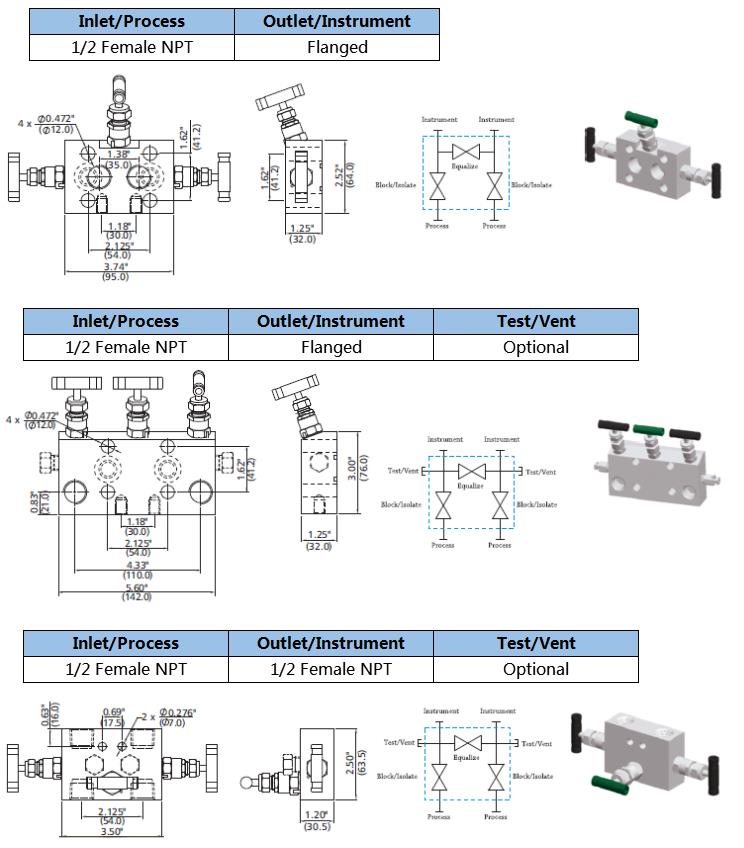 Stainless Steel Drain Instrument Valve Manifold