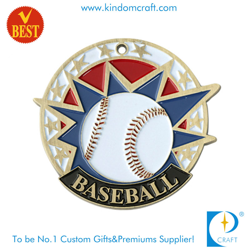 China Custom Baking Varnished Copper Stamping Baseball Medal in High Quality