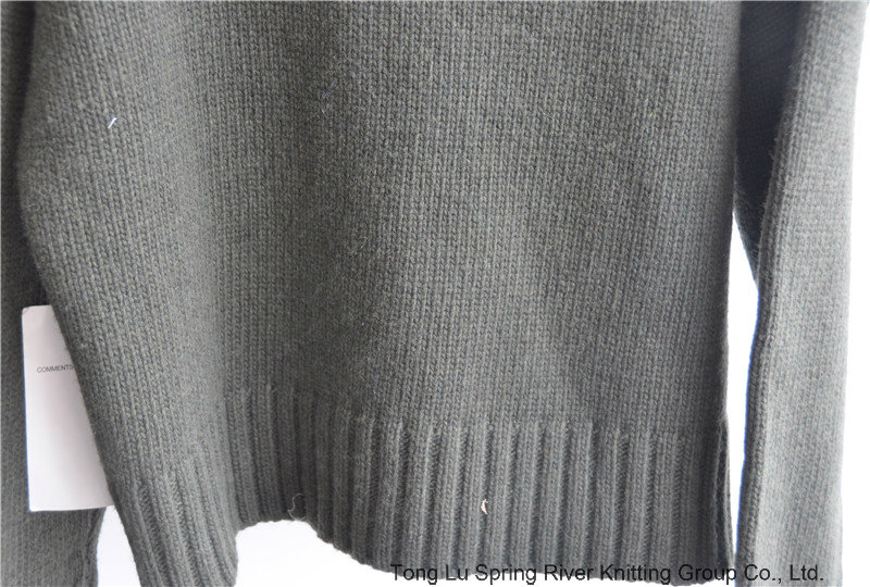 50%Lamb Wool 50%Nylon Knit Puullover Sweater for Ladies