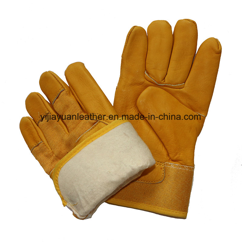 Cow Skin Industrial Safety Winter Driver Gloves Warm Labor Working Gloves