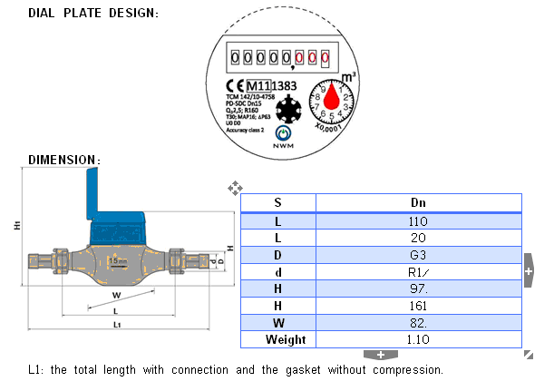 Volumetric Piston Water Meter (PD-SDC-B6)