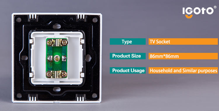 UK Type BS Standard 1 Gang Electrical TV Socket