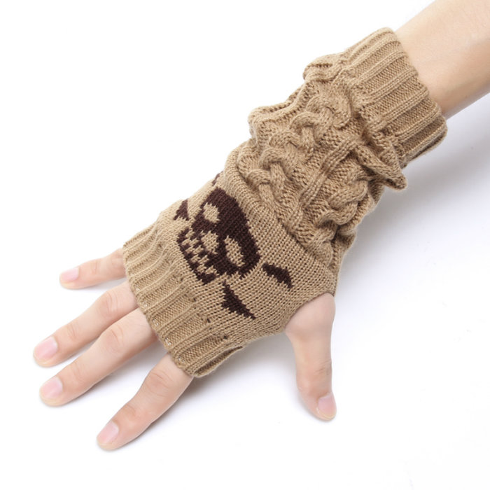 Women Winter Warm Mitten Wrist Arm Hand Warmer Fingerless Long Knitted Gloves