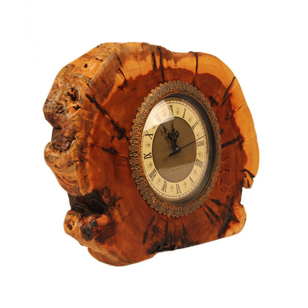 Carved Wooden Desk Clock Home Decoration Natural Handmade Bell