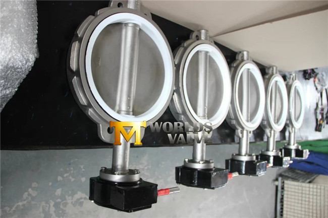 Hand Wheel Stainless Steel PTFE Liner Wafer Type Butterfly Valve