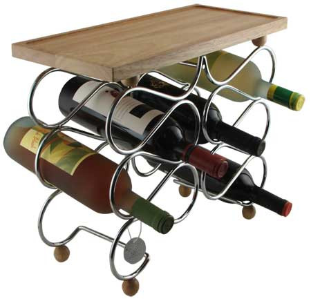 Retail Wooden Wall-Mounted Wooden Wine Bottles Display Rack