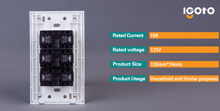 10A 250V 3 Gang 2 Pin Socket