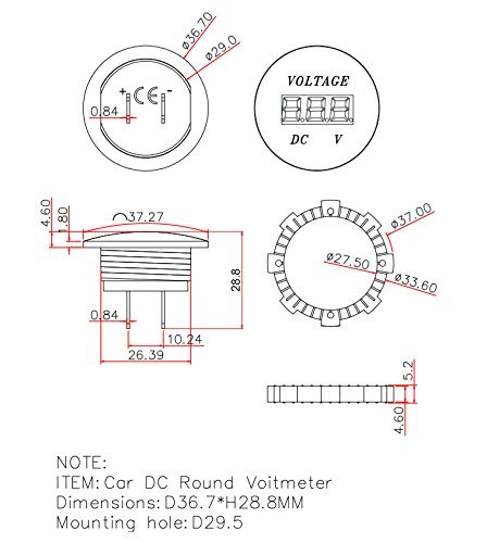 DC 12V-24V DC Voltmeter Socket Voltage Meter Red LED Digital Display