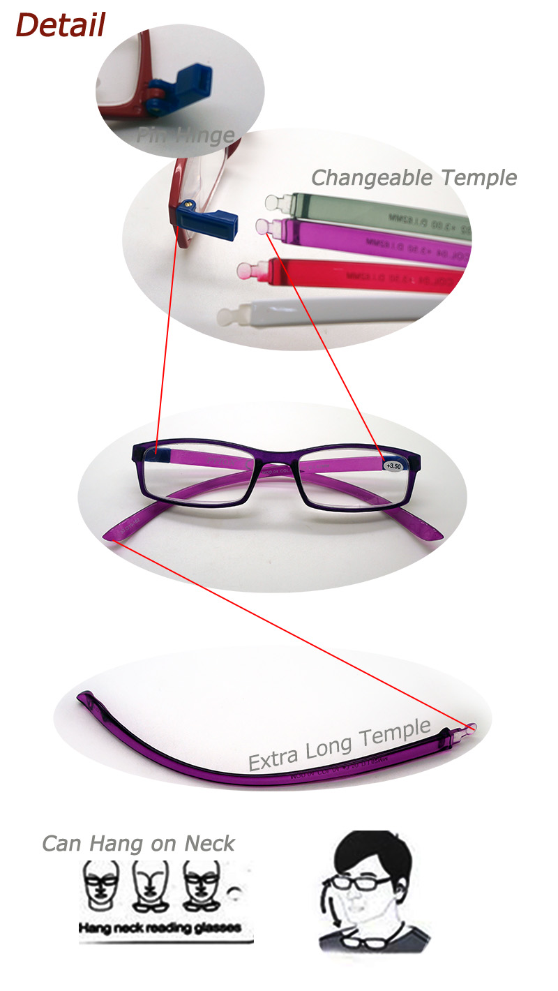 Hot Sales Tr90 Hang Neck Reading Glasses with Changeable Temple (WRP507260)