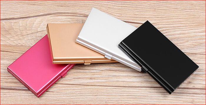 Multifunctional Aluminum Business Card Holder with Mirror