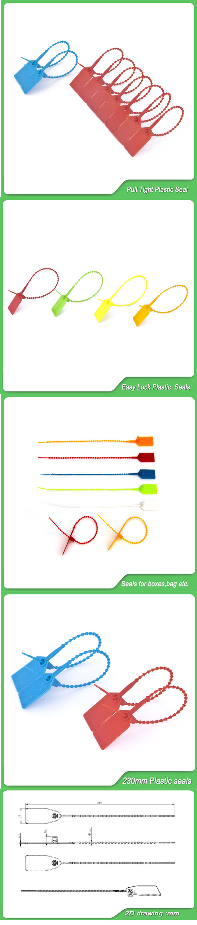 Plastic Strap Seals, 230mm Lenght, Plastic Security Tag, Plastic Security Seals