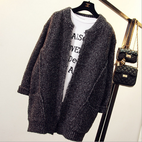 Women Batwing Sleeve Poncho Knit Loose Sweater Coat