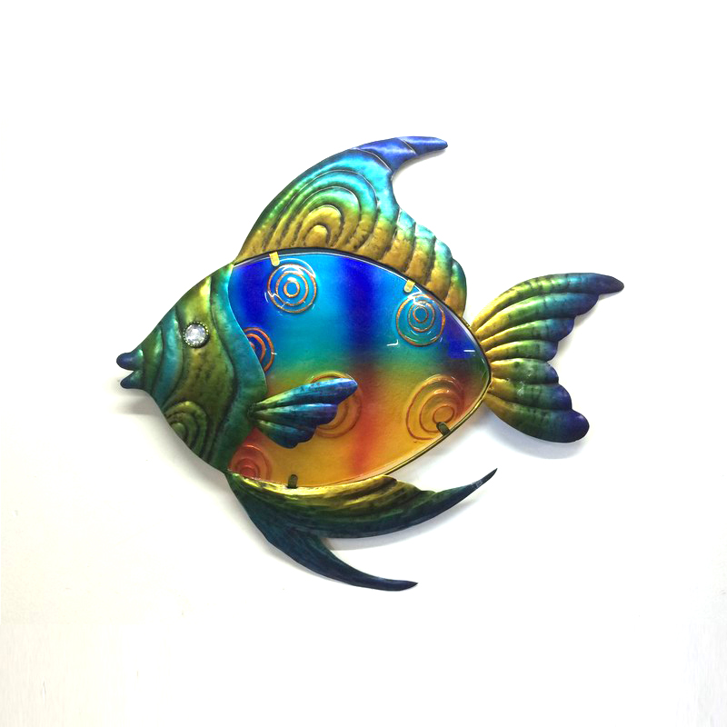 Jewelled Eye Colorful Metal Fish Wall Art Decoration for Garden