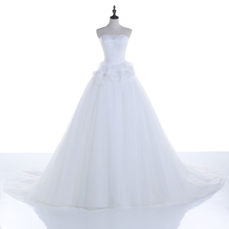 Sweetheart Tulle Organza Flower Wedding Dress