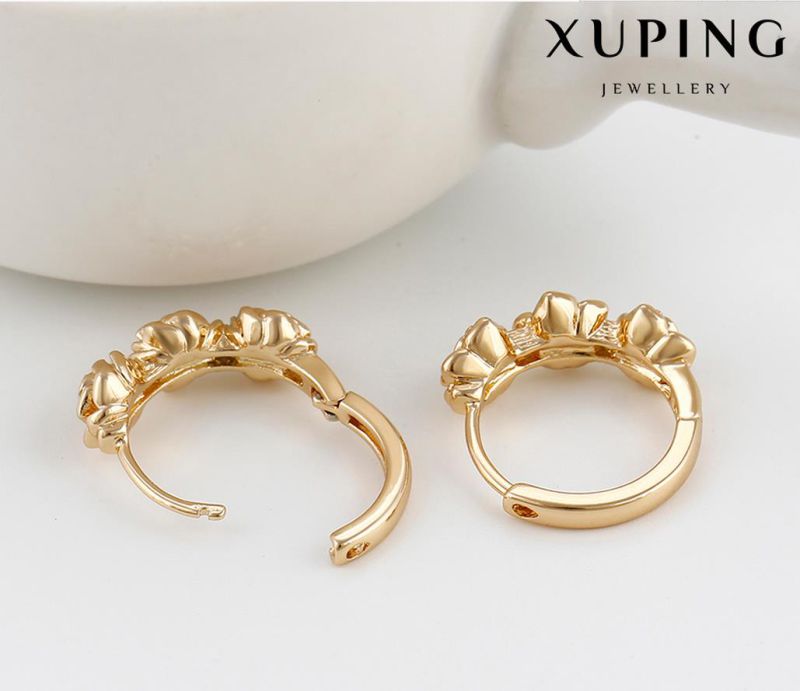 92008 Fashion Elegant 18k Gold-Plated Metal Alloy Flower-Shaped Jewelry Earring Huggie