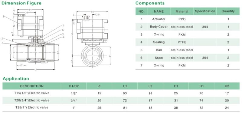 1'' 304 Stainless Steel Electric Actuator Motorized Valve for for Water Treatment (T25-S2-B)