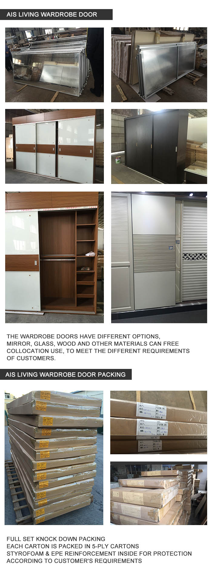 Double Color Wardrobe Design Closet Furniture (AIS-K019)