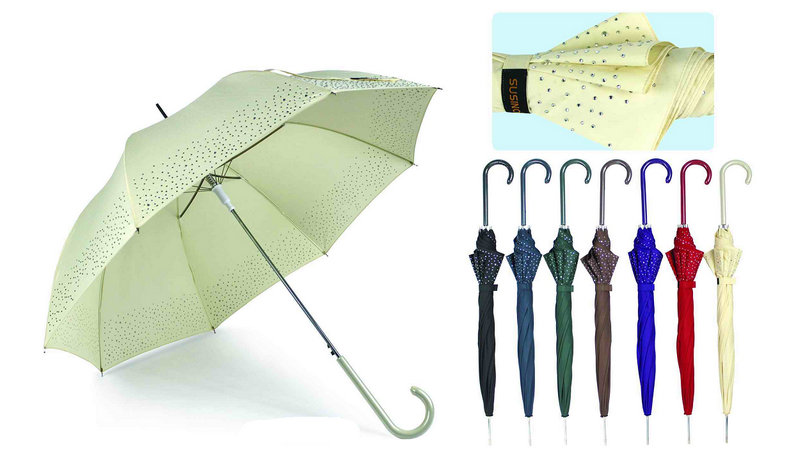 Border Print Straight Automatic Birdcage Umbrella (YS-SA23083919R)