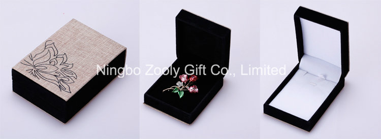 Linen Fabric Jewelry Box Ring / Necklace / Bracelet Packing Box with Printing