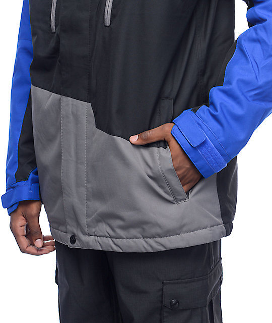 Adjustable Drawstring Hood Colorblock Ski Jacket