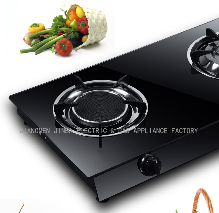 2 Burners Tempered Glass Top Brass & Infrared Gas Cooker/Gas Stove